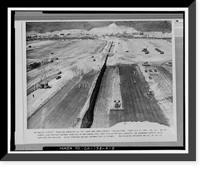 Historic Framed Print, Prado Dam, Embankment, Santa Ana River near junction of State Highways 71, Corona vicinity, Riverside County, CA - 4,  17-7/8" x 21-7/8"