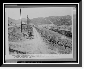Historic Framed Print, Prado Dam, Embankment, Santa Ana River near junction of State Highways 71, Corona vicinity, Riverside County, CA - 6,  17-7/8" x 21-7/8"