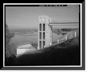 Historic Framed Print, Prado Dam, Outlet Works, Santa Ana River near junction of State Highways 71, Corona vicinity, Riverside County, CA - 2,  17-7/8" x 21-7/8"