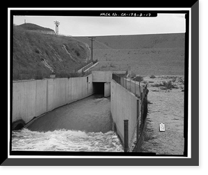 Historic Framed Print, Prado Dam, Outlet Works, Santa Ana River near junction of State Highways 71, Corona vicinity, Riverside County, CA - 16,  17-7/8" x 21-7/8"