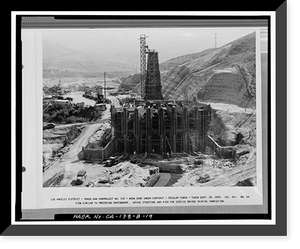 Historic Framed Print, Prado Dam, Outlet Works, Santa Ana River near junction of State Highways 71, Corona vicinity, Riverside County, CA - 18,  17-7/8" x 21-7/8"