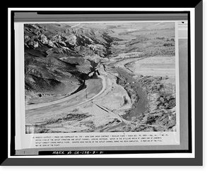 Historic Framed Print, Prado Dam, Outlet Works, Santa Ana River near junction of State Highways 71, Corona vicinity, Riverside County, CA - 20,  17-7/8" x 21-7/8"