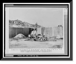Historic Framed Print, Prado Dam, Outlet Works, Santa Ana River near junction of State Highways 71, Corona vicinity, Riverside County, CA - 25,  17-7/8" x 21-7/8"