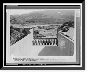 Historic Framed Print, Prado Dam, Outlet Works, Santa Ana River near junction of State Highways 71, Corona vicinity, Riverside County, CA - 26,  17-7/8" x 21-7/8"