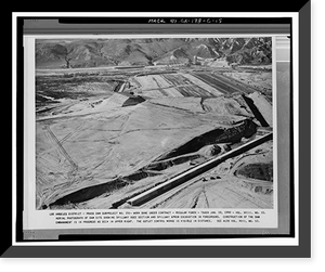 Historic Framed Print, Prado Dam, Spillway, Santa Ana River near junction of State Highways 71, Corona vicinity, Riverside County, CA - 13,  17-7/8" x 21-7/8"