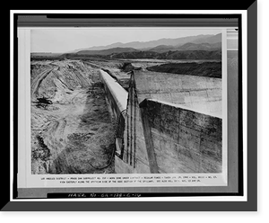 Historic Framed Print, Prado Dam, Spillway, Santa Ana River near junction of State Highways 71, Corona vicinity, Riverside County, CA - 14,  17-7/8" x 21-7/8"