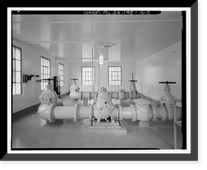 Historic Framed Print, Salinas Dam, Pumphouse, Salinas River near Pozo Road, Santa Margarita vicinity, San Luis Obispo County, CA - 2,  17-7/8" x 21-7/8"