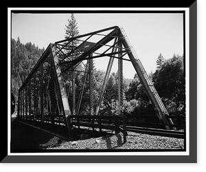 Historic Framed Print, Southern Pacific Railroad Shasta Route, Bridge No. 301.85, Milepost 301.85, Pollard Flat vicinity, Shasta County, CA - 7,  17-7/8" x 21-7/8"