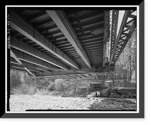 Historic Framed Print, Whispering Pines Bridge, Spanning East Verde River at Forest Service Contro, Payson vicinity, Gila County, AZ - 12,  17-7/8" x 21-7/8"