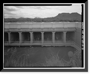 Historic Framed Print, San Carlos Irrigation Project, Ashurst-Hayden Dam, Gila River, T4S R11E S7, Coolidge, Pinal County, AZ - 5,  17-7/8" x 21-7/8"