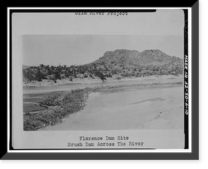 Historic Framed Print, San Carlos Irrigation Project, Ashurst-Hayden Dam, Gila River, T4S R11E S7, Coolidge, Pinal County, AZ - 10,  17-7/8" x 21-7/8"