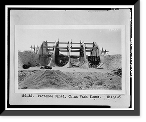 Historic Framed Print, San Carlos Irrigation Project, China Wash Flume, Main (Florence-Case Grande) Canal at Station 137+0, Coolidge, Pinal County, AZ - 4,  17-7/8" x 21-7/8"