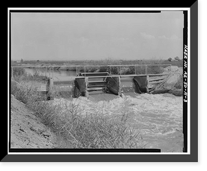 Historic Framed Print, San Carlos Irrigation Project, Pima Lateral, Main Canal at Sacaton Dam, Coolidge, Pinal County, AZ - 3,  17-7/8" x 21-7/8"