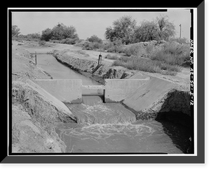 Historic Framed Print, San Carlos Irrigation Project, North Side Canal, North of Gila River, Coolidge, Pinal County, AZ - 12,  17-7/8" x 21-7/8"