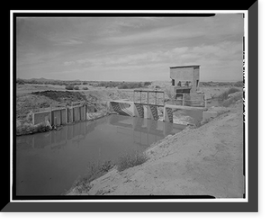 Historic Framed Print, San Carlos Irrigation Project, San Tan Flood Water Canal, North Side of Gila River, Coolidge, Pinal County, AZ,  17-7/8" x 21-7/8"