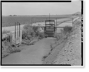 Historic Framed Print, San Carlos Irrigation Project, San Tan Indian Canal, North of Gila River, Coolidge, Pinal County, AZ - 4,  17-7/8" x 21-7/8"