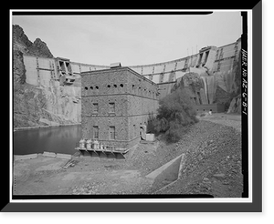 Historic Framed Print, Theodore Roosevelt Dam, Transformer House, Salt River, Tortilla Flat, Maricopa County, AZ - 16,  17-7/8" x 21-7/8"