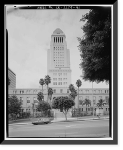 Historic Framed Print, Los Angeles City Hall, 200 North Spring Street, Los Angeles, Los Angeles County, CA - 25,  17-7/8" x 21-7/8"