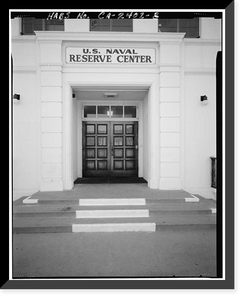 Historic Framed Print, Naval Reserve Armory, 113 Harbor Way, Santa Barbara, Santa Barbara County, CA - 8,  17-7/8" x 21-7/8"