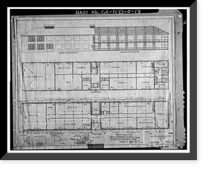 Historic Framed Print, Mare Island Naval Shipyard, Administrative Offices & Cafeteria, Twelfth Street, north side between Railroad Avenue & Cedar Aveneu, Vallejo, Solano County, CA - 17,  17-7/8" x 21-7/8"