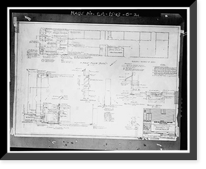 Historic Framed Print, Mare Island Naval Shipyard, Administrative Offices & Cafeteria, Twelfth Street, north side between Railroad Avenue & Cedar Aveneu, Vallejo, Solano County, CA - 21,  17-7/8" x 21-7/8"