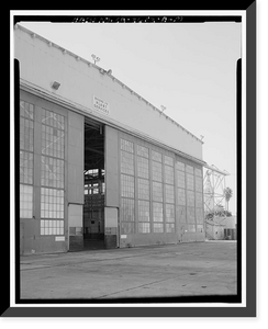 Historic Framed Print, Naval Air Station North Island, Seaplane Hangars, Roe Street, North Island, San Diego, San Diego County, CA - 10,  17-7/8" x 21-7/8"