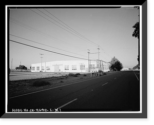 Historic Framed Print, Naval Supply Annex Stockton, Materials Handling Equipment Shop, Between Fyffe & Davis Avenues & Maas Drive, Stockton, San Joaquin County, CA,  17-7/8" x 21-7/8"