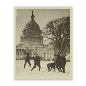 Historic Framed Print Senate page boys stage their first snowball fight, 17-7/8" x 21-7/8"