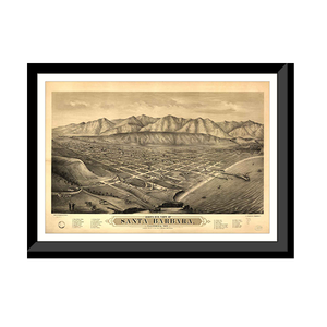 Panoramic Map - Santa Barbara, California, 1877 - Bird's Eye View Print