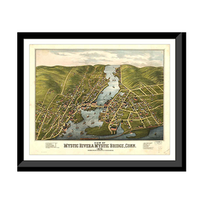 Panoramic Map - Mystic River, Connecticut, 1879 - Bird's Eye View Print