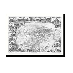 Panoramic Map - Santa Barbara, California, 1898 - Bird's Eye View Print