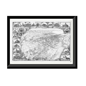 Panoramic Map - Santa Barbara, California, 1898 - Bird's Eye View Print