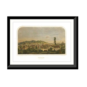 Panoramic Map - Shasta, California, 1856 - Bird's Eye View Print