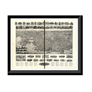 Panoramic Map - New London, Connecticut, 1911 - Bird's Eye View Print