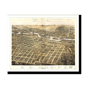 Panoramic Map - Aurora, Illinois, 1867 - Bird's Eye View Print