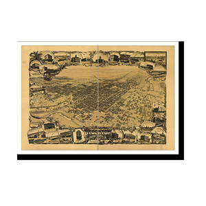Panoramic Map - Stockton, California, 1895 - Bird's Eye View Print