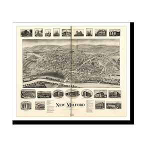 Panoramic Map - New Milford, Connecticut, 1906 - Bird's Eye View Print