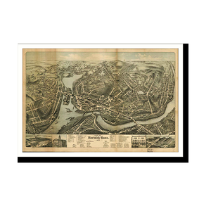 Panoramic Map - Norwich, Connecticut, 1876 - Bird's Eye View Print