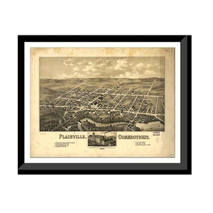 Panoramic Map - Plainville, Connecticut, 1878 - Bird's Eye View Print