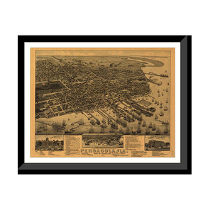 Panoramic Map - Pensacola, Florida, 1885 - Bird's Eye View Print