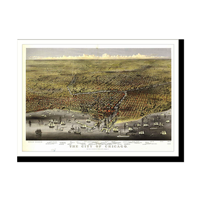Panoramic Map - Chicago, Illinois, 1874 - Bird's Eye View Print