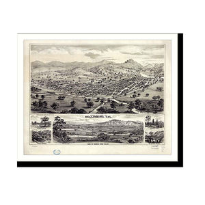 Panoramic Map - Healdsburg, California, 1876 - Bird's Eye View Print