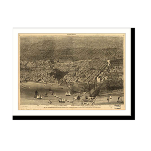 Panoramic Map - Chicago, Illinois, 1874 - Bird's Eye View Print