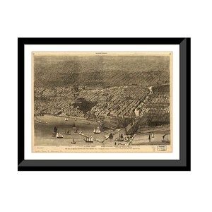 Panoramic Map - Chicago, Illinois, 1874 - Bird's Eye View Print