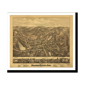 Panoramic Map - Stafford Springs, Connecticut, 1878 - Bird's Eye View Print
