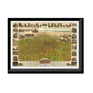 Panoramic Map - Denver, Colorado, 1908 - Bird's Eye View Print