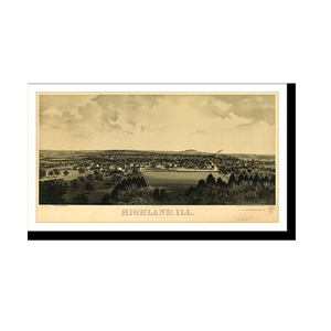 Panoramic Map - Highland, Illinois, 1894 - Bird's Eye View Print