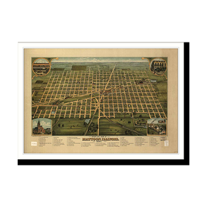 Panoramic Map - Mattoon, Illinois, 1884 - Bird's Eye View Print