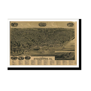 Panoramic Map - Burlington, Iowa, 1889 - Bird's Eye View Print