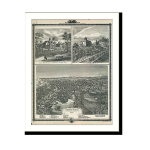 Panoramic Map - Council Bluff, Iowa, 1875 - Bird's Eye View Print